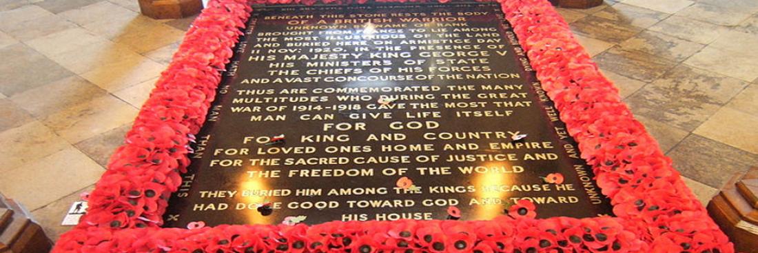 The tomb of the British Unknown Soldier in Westminster Abbey in London