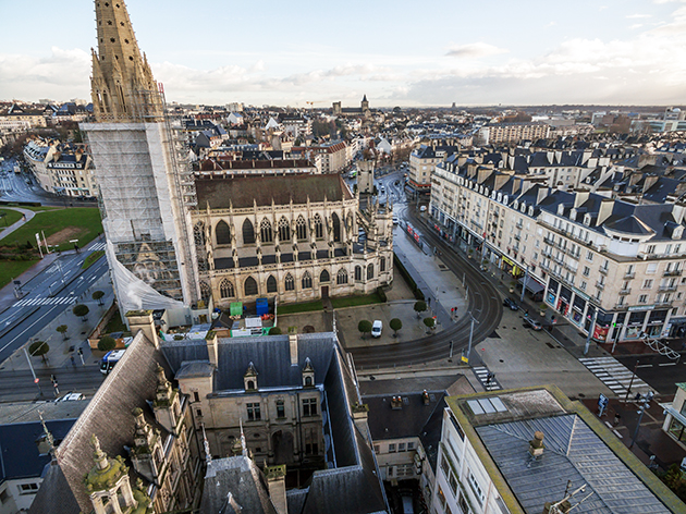 Vue aérienne de Caen (Calvados) aujourd’hui. © A. Poirier/Ville de Caen