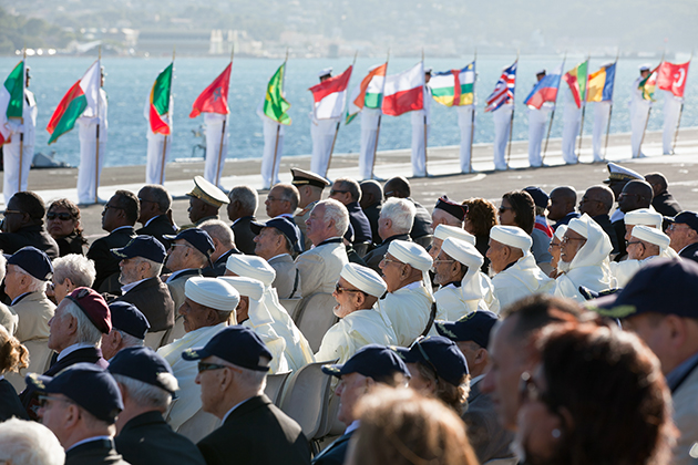 Cérémonie du 70e anniversaire du débarquement de Provence à bord du porte-avions Charles de Gaulle,