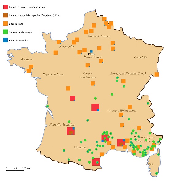 carte lieux harkis