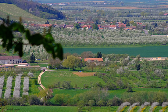 Vue sur le village de Viéville sous les côtes à partir d’Hattonchâtel, Meuse, Lorraine. © J-P. Tonnelier