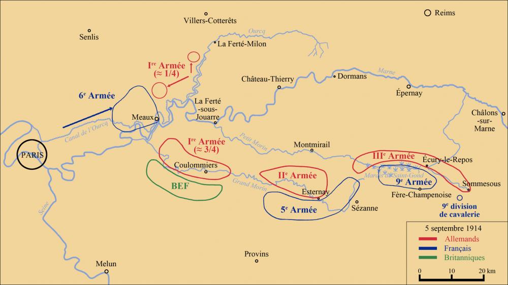 Bataille de la Marne ? Front le 5 septembre 1914