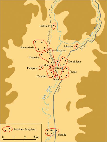 Les positions françaises du camp de Diên Biên Phu.