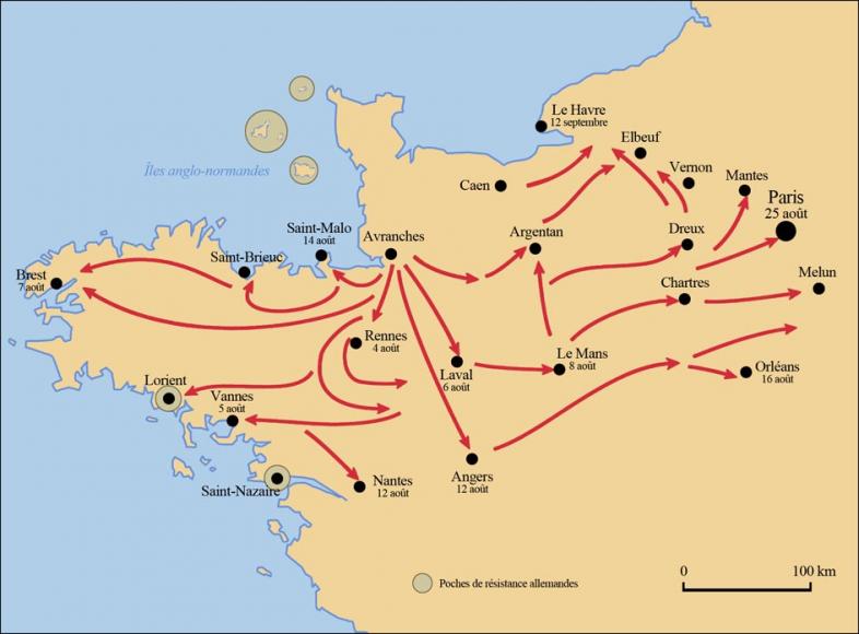 Axes de progression des Alliés