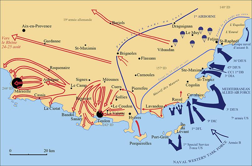 Le débarquement et la bataille de Provence. © Ministère des armées/SGA/DPMA/Joëlle Rosello Le débarquement et la bataille de Provence.