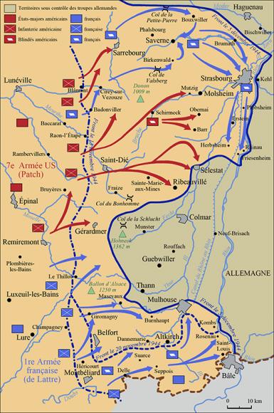 L'offensive alliée en Alsace (Novembre-Décembre 1944). © Ministère des armées/SGA/DPMA/Joëlle Rosello L'offensive alliée en Alsace (Novembre-Décembre 1944).