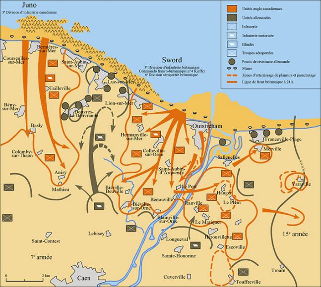 Le débarquement et la percée des Alliés sur le secteur de Sword Beach le 6 juin 1944.