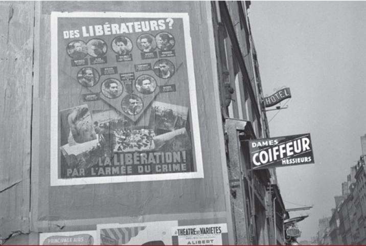 L’Affiche rouge de propagande allemande. Photographie d’André Zucca (1897-1973).  Bibliothèque historique de la Ville de Paris.