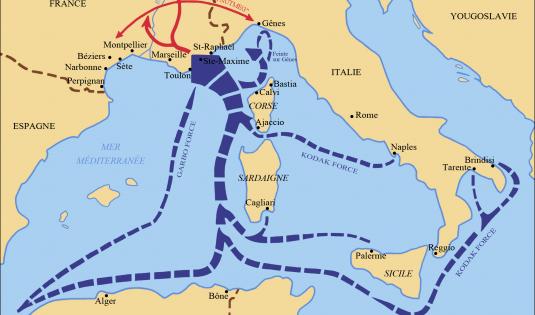Le débarquement de Provence - Itinéraire des convois d'assaut