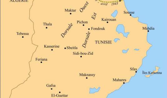 Le front de Tunisie à la mi-avril 1943