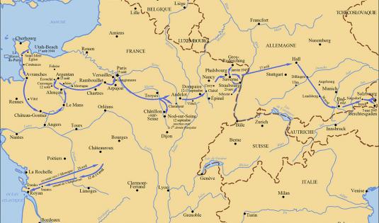 De la Normandie à l'Allemagne, itinéraire de la 2e DB