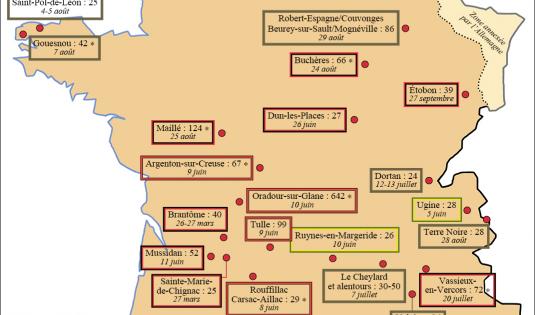 Principaux lieux martyrs en France