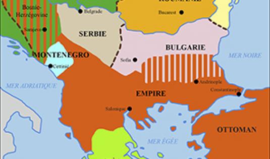 L’Empire ottoman en Europe en 1881 après le Congrès de Berlin et les annexions grecques