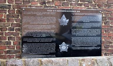 Plaque au 19e Bataillon du Corps expéditionnaire canadien