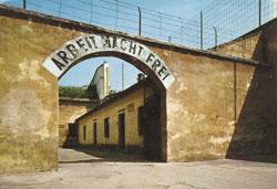 One of the mottos inscribed at the entrance to the camps 'work brings freedom'. Source: SGA/DMPA Collection