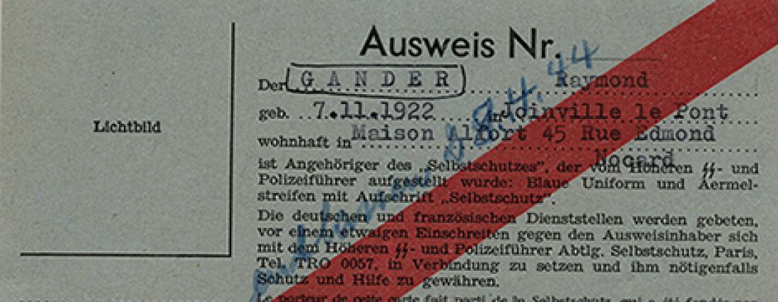 Ausweis d'un membre de la Selbstschutzpolizei, 1944.