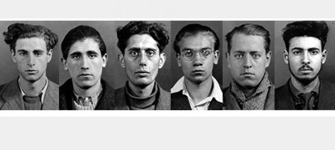 Photographies anthropométriques de Fernand Zalkinow, Pierre Milan, Acher Semahya, Christian Rizo, Roger Hanlet et Tony Bloncourt.