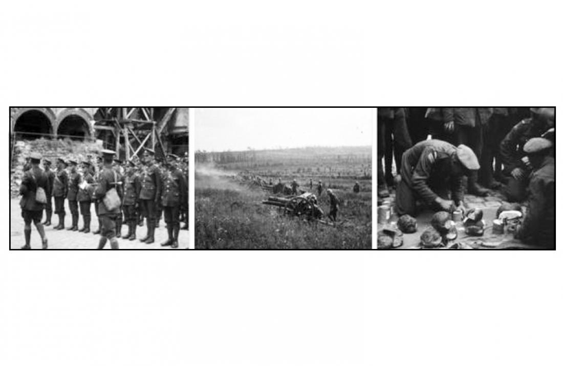 Soldats britanniques et canadiens à Arras, printemps 1918.