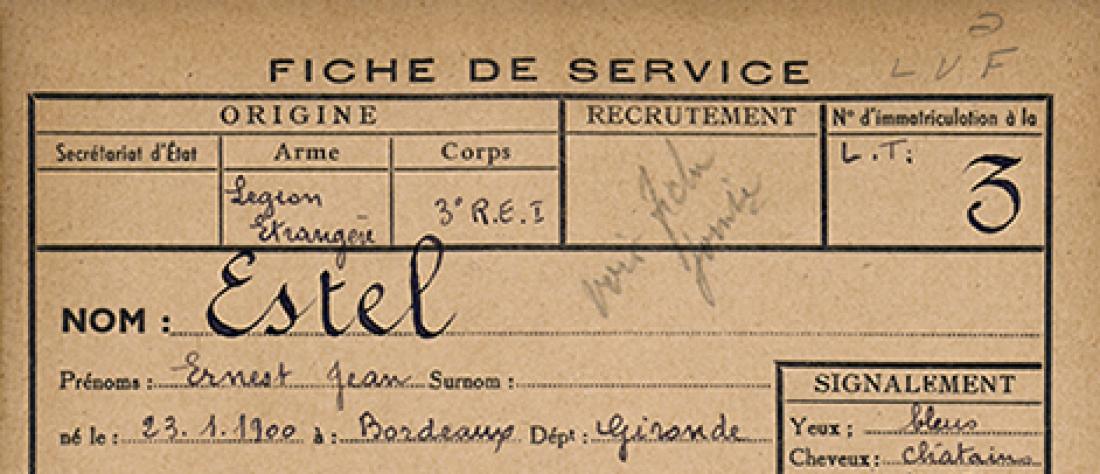 Charles Ferment's record. LVF files. Front.