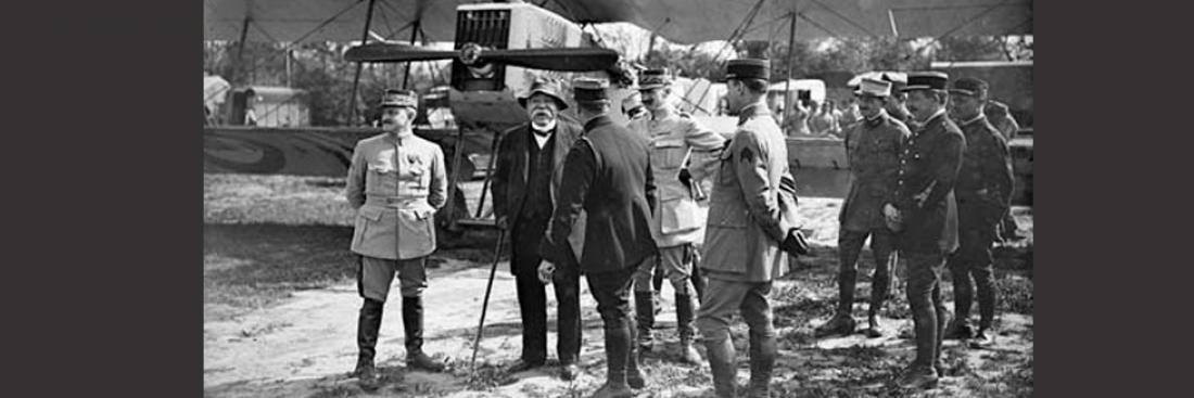 Brothers in arms on Mount Kemmel: a French colonel and two English colonels surrounded by officers from their regiments