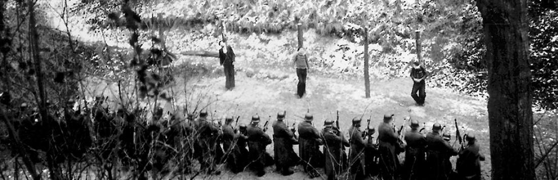 Exécution de résistants du groupe Manouchian, clairière des fusillés du Mont-Valérien, 21 février 1944.
