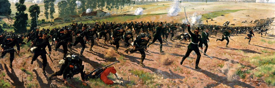 Bataillon Nr. 9, les chasseurs de Lauenburg, à Gravelotte, Ernst Zimmer (1864-1924), 1910.